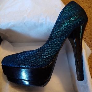 Teal/black stilettos